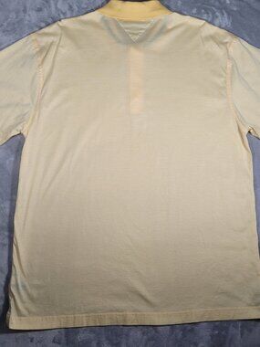 Tommy Hilfiger Polo Shirt Men 2XL Yell/Wht Stripe Short Sleeve Golf Performance